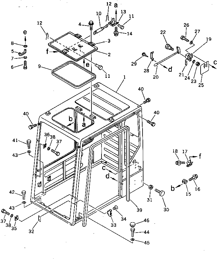 Схема запчастей Komatsu PC200-5 - КАБИНА (/7) (КАБИНА) (ДЛЯ США И CANADA) ЧАСТИ КОРПУСА