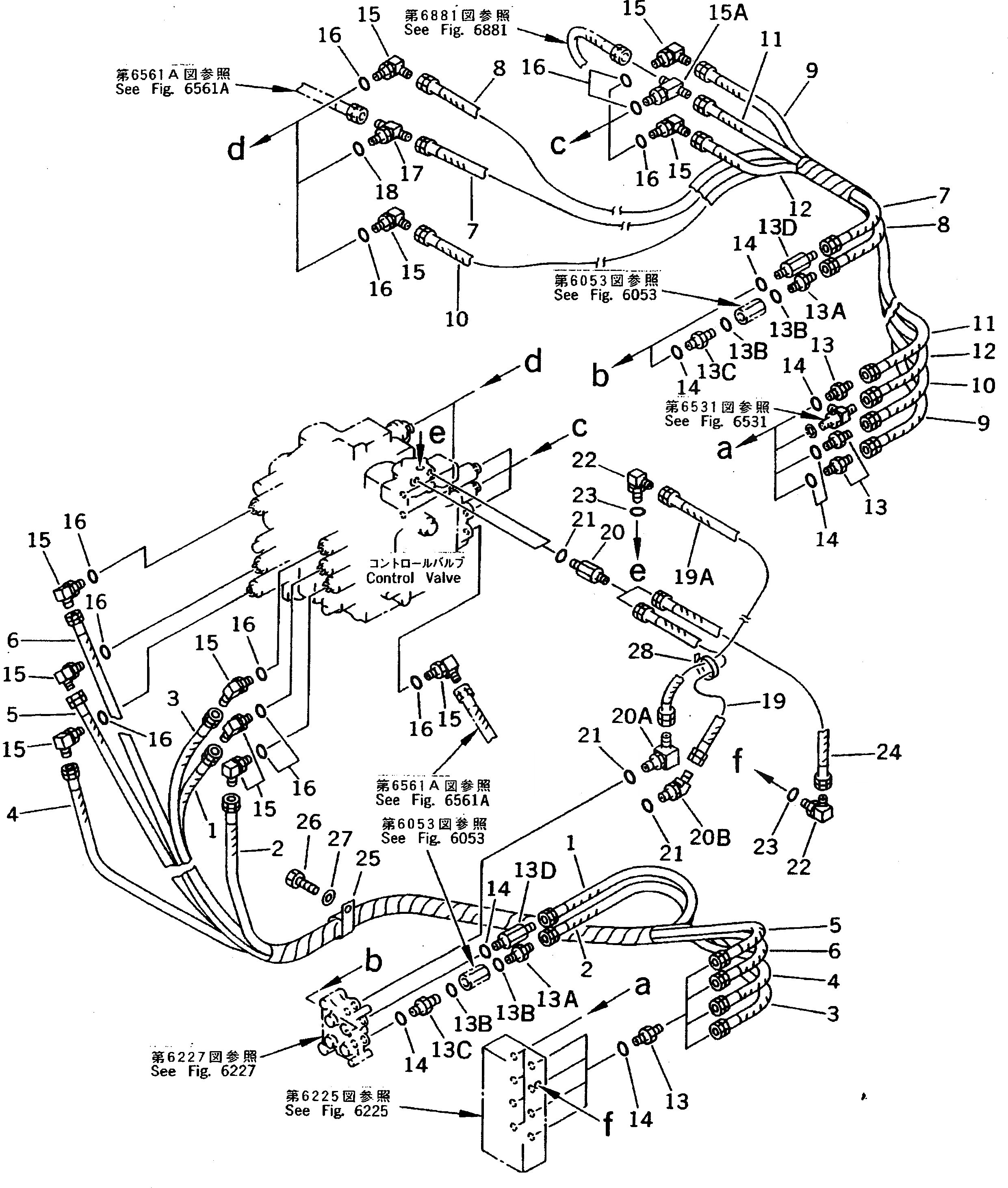 Схема запчастей Komatsu PC200-5 - PPC V. ТРУБЫ (SERVO V. - УПРАВЛ-Е V.) (С CYL. БЛОКИР. V.) (REXROTH) (№-78¤79-88) УПРАВЛ-Е РАБОЧИМ ОБОРУДОВАНИЕМ