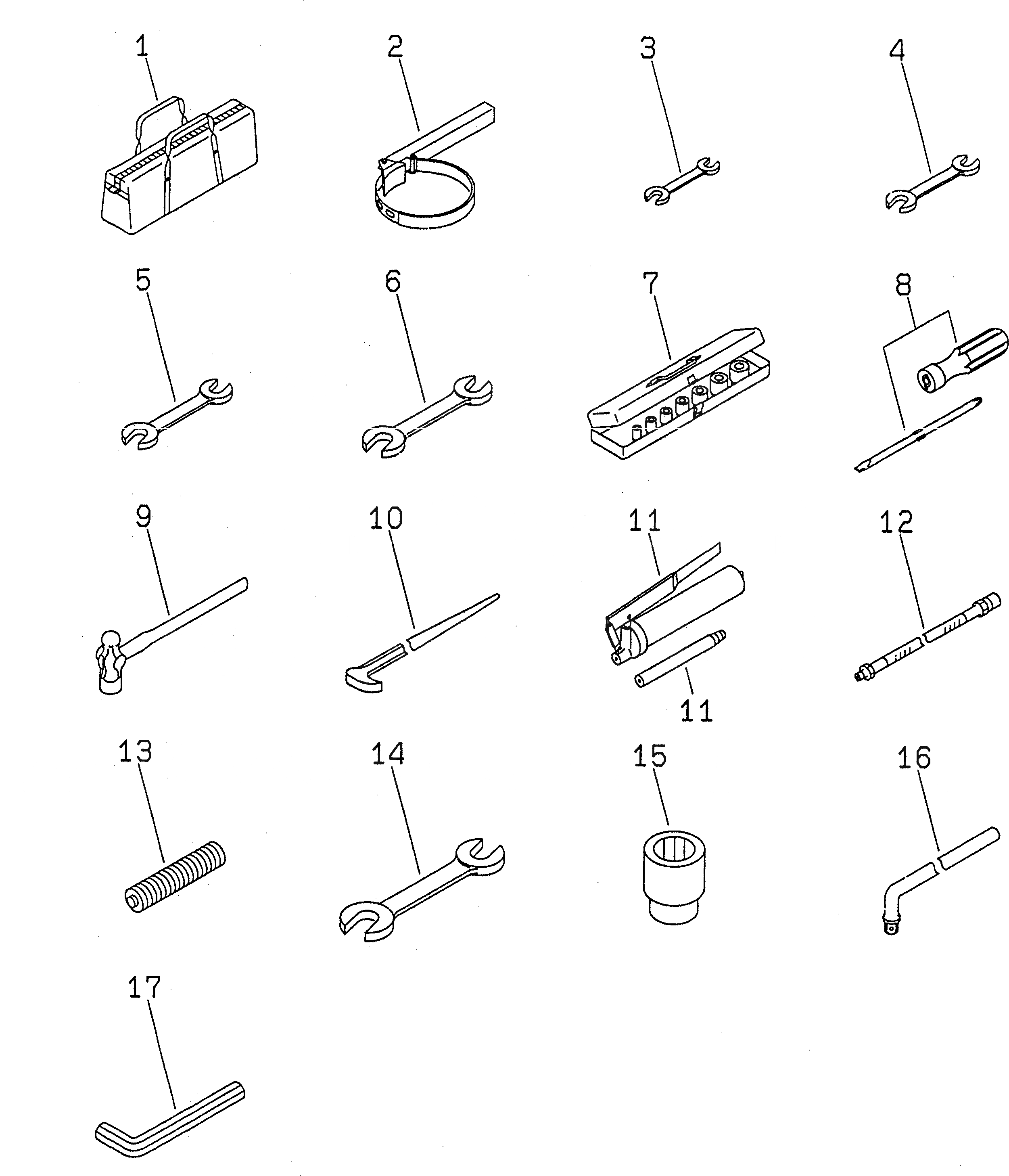 Схема запчастей Komatsu PC200-6 - ИНСТРУМЕНТ(№9999-9) АКСЕССУАРЫ