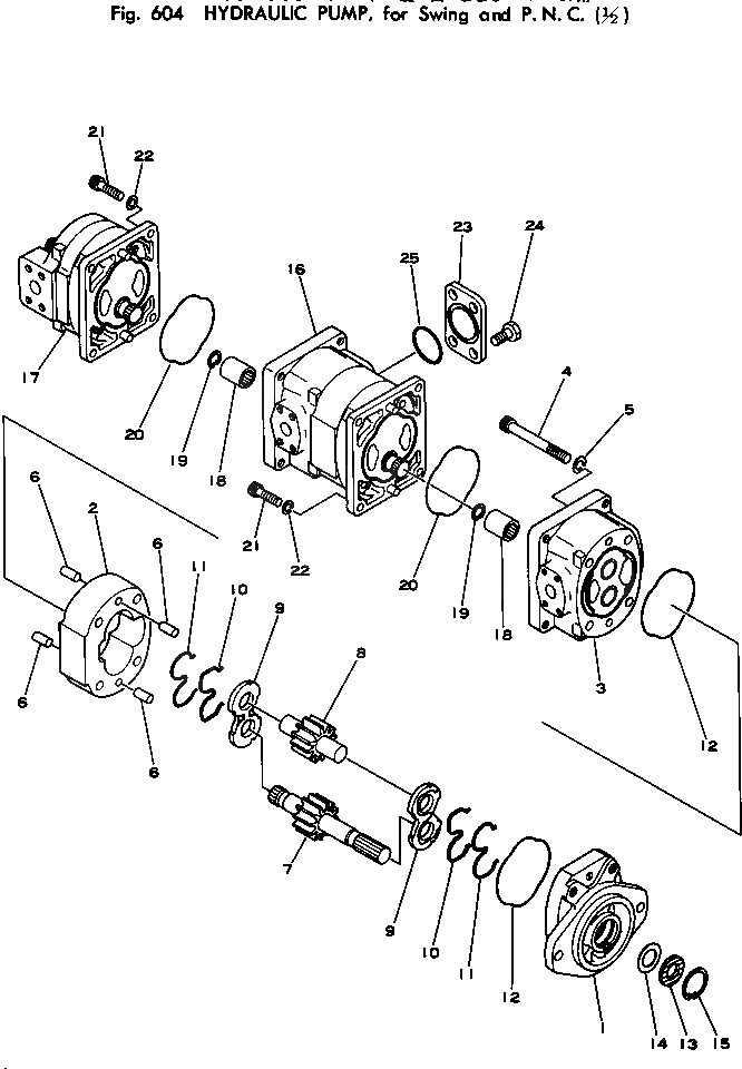 Схема запчастей Komatsu PC200-1 - ГИДР. НАСОС.¤ ДЛЯ ПОВОРОТН. И P.N.C. (/) УПРАВЛ-Е РАБОЧИМ ОБОРУДОВАНИЕМ