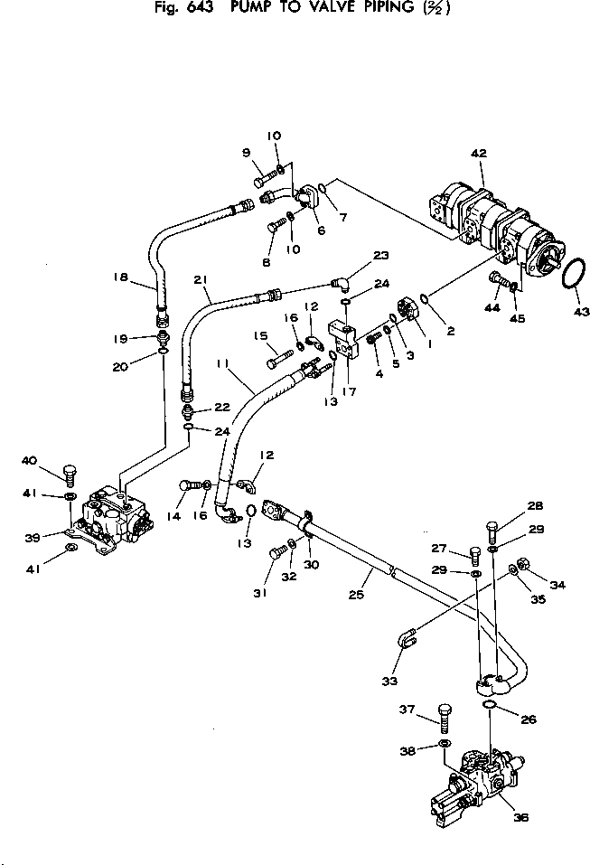 Схема запчастей Komatsu PC200-1 - ИЗ НАСОСА В КЛАПАН ТРУБЫ (/) УПРАВЛ-Е РАБОЧИМ ОБОРУДОВАНИЕМ