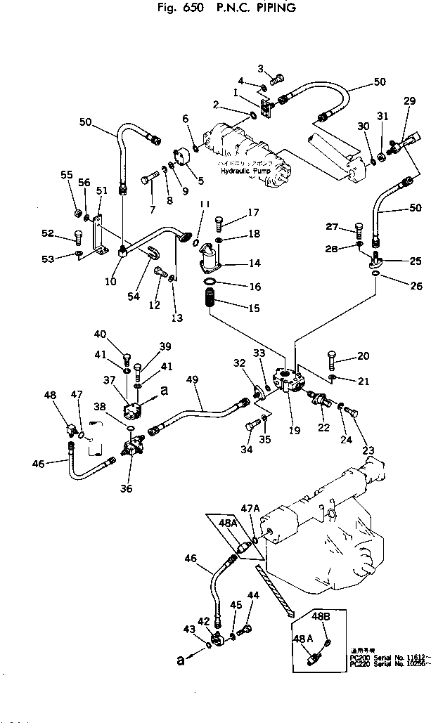Схема запчастей Komatsu PC200-1 - P.N.C. ТРУБЫ УПРАВЛ-Е РАБОЧИМ ОБОРУДОВАНИЕМ