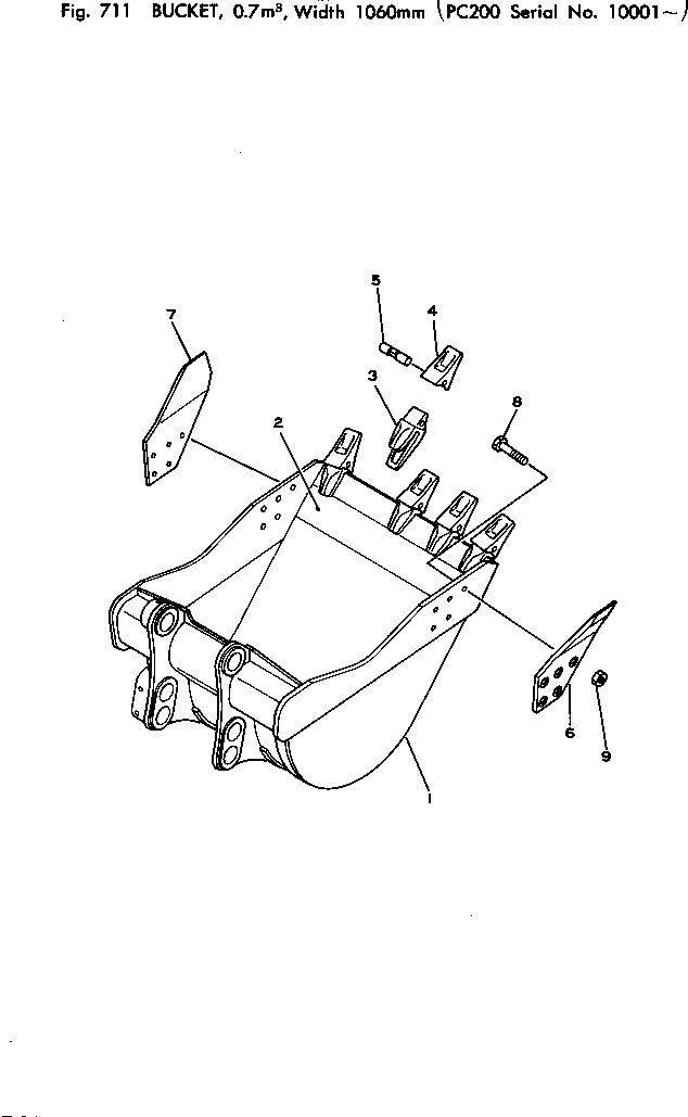 Схема запчастей Komatsu PC200-1 - КОВШ¤ .7M¤ ШИР. M РАБОЧЕЕ ОБОРУДОВАНИЕ