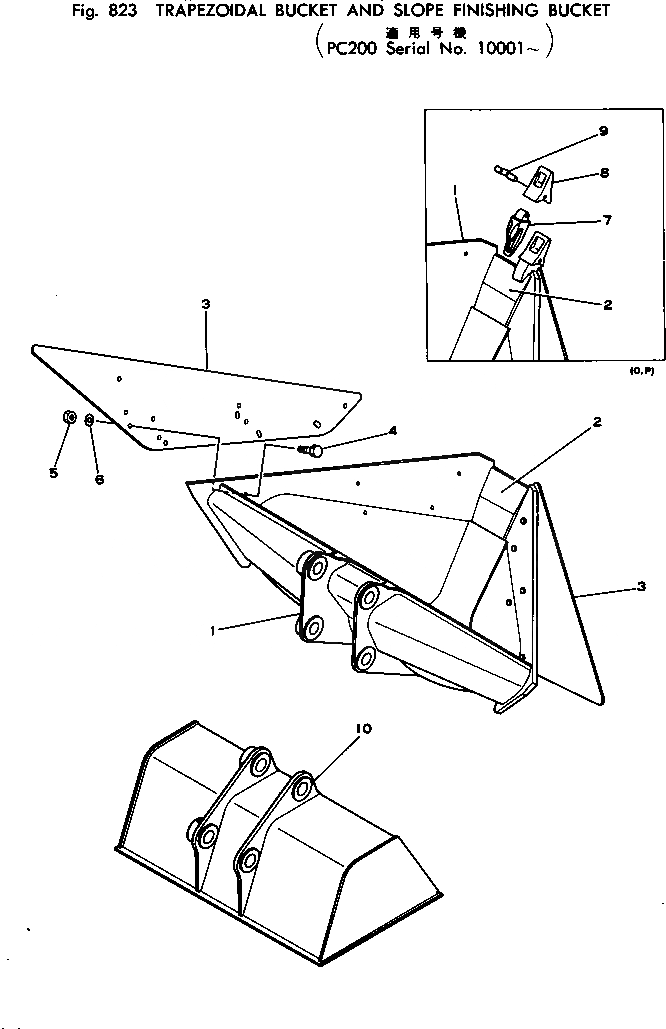 Схема запчастей Komatsu PC200-1 - ТРАПЕЦЕВИДНЫЙ КОВШAND ВЫРАВНИВАНИЕ УКЛОНОВ КОВШ ОПЦИОННЫЕ КОМПОНЕНТЫ
