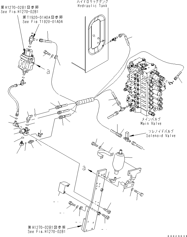 Схема запчастей Komatsu PC200-7 - НАВЕСН. ОБОРУД ТРУБЫ (АККУМУЛЯТОР И СОЛЕНОИДНЫЙ КЛАПАН)( АКТУАТОР) ( ДЛЯ ПЕРЕХОДНИКА ГИДРОМОЛОТА)(№-) ГИДРАВЛИКА