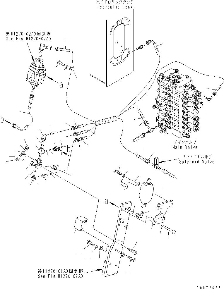 Схема запчастей Komatsu PC200-7 - НАВЕСН. ОБОРУД ТРУБЫ (АККУМУЛЯТОР И СОЛЕНОИДНЫЙ КЛАПАН) ( АКТУАТОР) (САУД. АРАБ.) ГИДРАВЛИКА