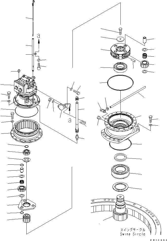 Схема запчастей Komatsu PC200-7 - МЕХАНИЗМ ПОВОРОТА (ДЛЯ США)(№-) ПОВОРОТН. КРУГ И КОМПОНЕНТЫ