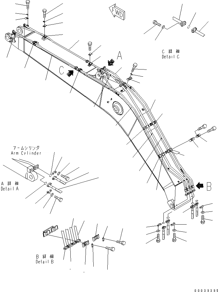 Схема запчастей Komatsu PC200-7 - СТРЕЛА УСИЛЕНН. (С ДОПОЛН. ГИДРОЛИНИЕЙ) (ЦИЛИНДР РУКОЯТИPIPNG И ЦИЛИНДР КОВША ТРУБЫ)(№8-) РАБОЧЕЕ ОБОРУДОВАНИЕ