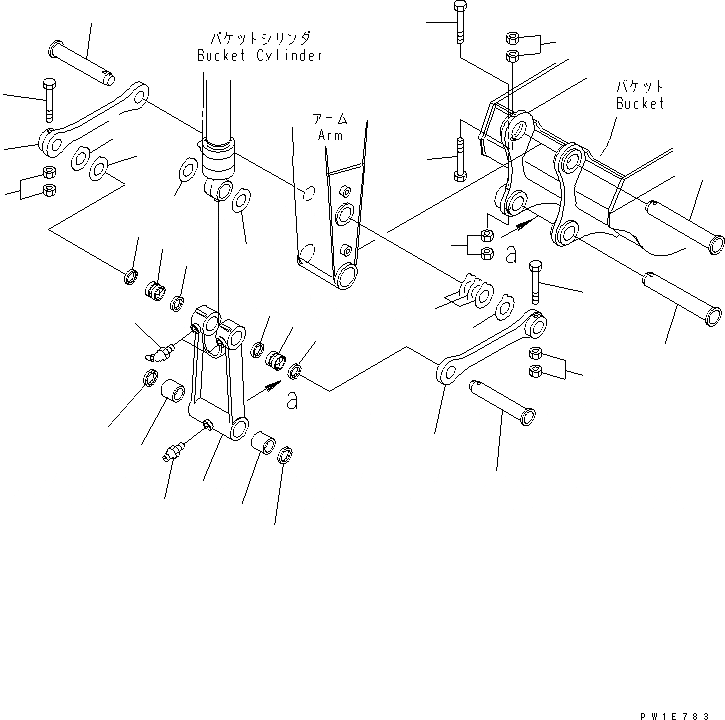 Схема запчастей Komatsu PC200-7 - РУКОЯТЬ (.M) (СОЕДИНЕНИЕ КОВША) (СИСТЕМА СМАЗКИ 100 ЧАС.)(№-9) РАБОЧЕЕ ОБОРУДОВАНИЕ