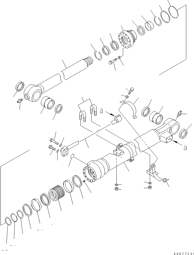 Схема запчастей Komatsu PC200-7 - ЦИЛИНДР КОВША ( ЧАС. СИСТЕМА СМАЗКИ)(№788-) ОСНОВН. КОМПОНЕНТЫ И РЕМКОМПЛЕКТЫ
