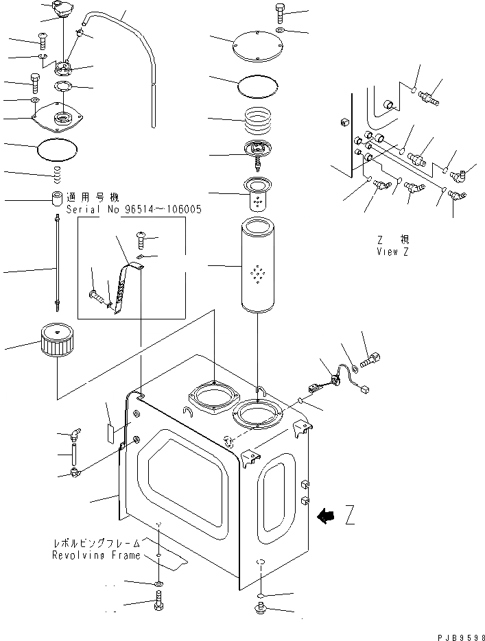 Схема запчастей Komatsu PC200-6J - ГИДР. БАК. (С ДАТЧИКОМ)(№9-) ГИДРАВЛИКА