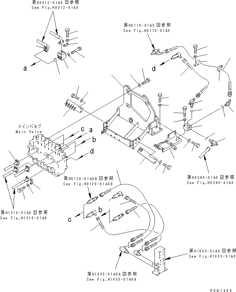 Схема запчастей Komatsu PC200-6J - ОСНОВН. КЛАПАН (КОРПУС КЛАПАНА)(№89-9998) ГИДРАВЛИКА