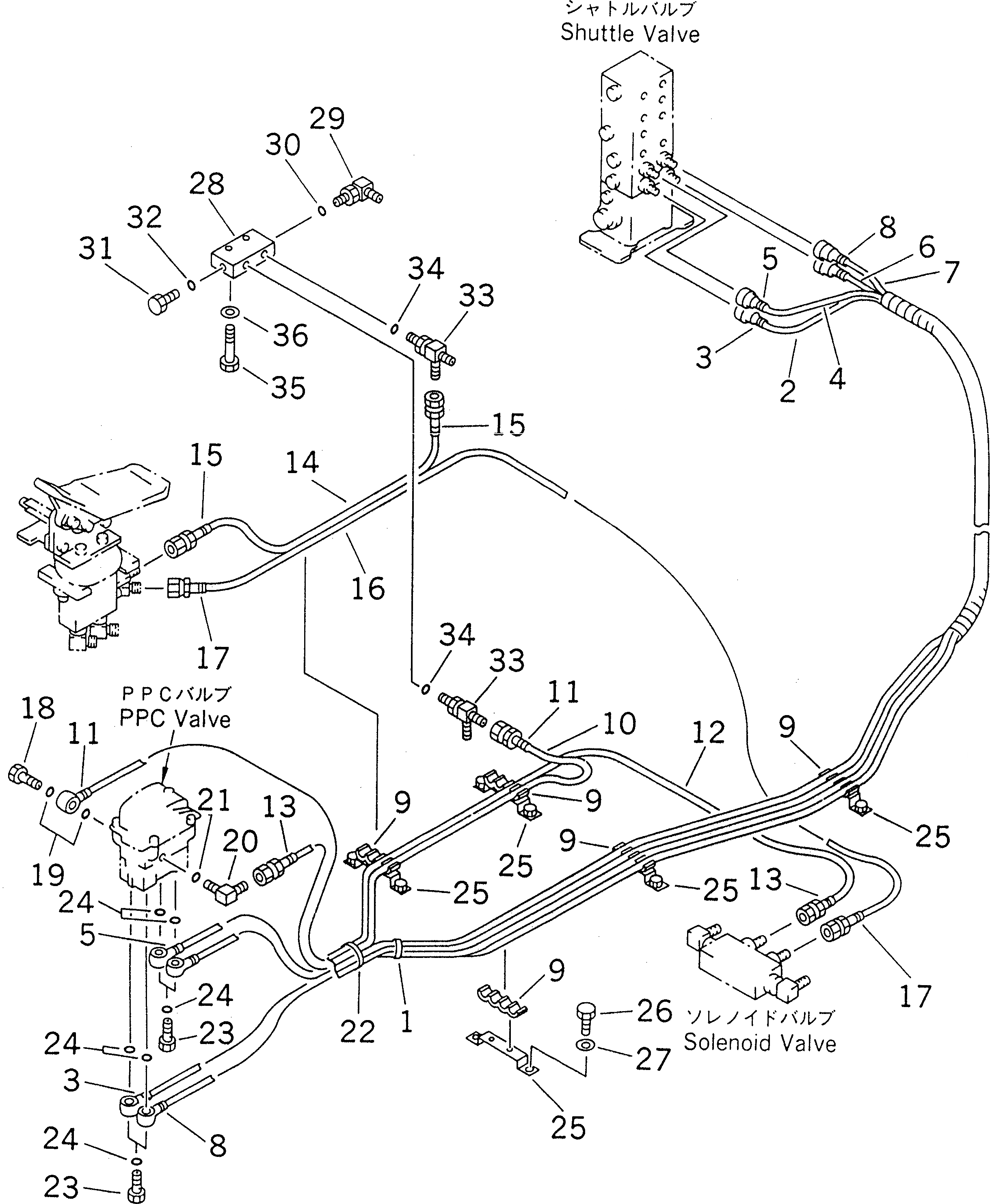 Схема запчастей Komatsu PC200-6J - PPC ЛИНИЯ ХОДА (EPC) (С ДОПОЛН. ГИДРОЛИНИЕЙ) ( АКТУАТОР)(№8-899) КАБИНА ОПЕРАТОРА И СИСТЕМА УПРАВЛЕНИЯ