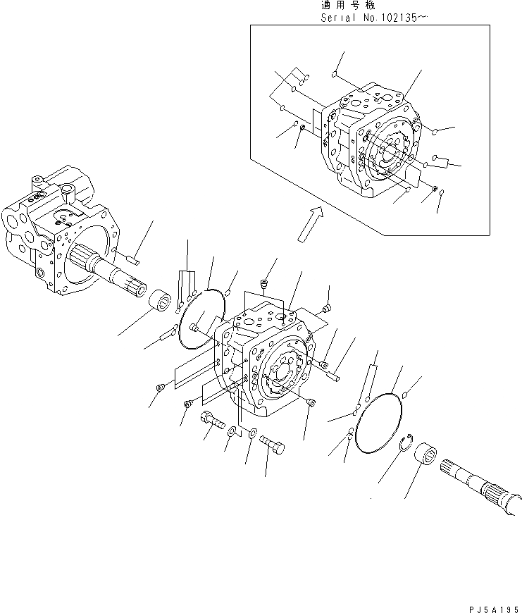 Схема запчастей Komatsu PC200-6J - ОСНОВН. НАСОС (/)(№9-) ОСНОВН. КОМПОНЕНТЫ И РЕМКОМПЛЕКТЫ
