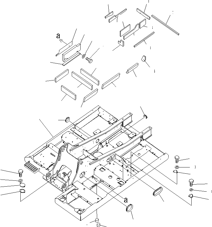 Схема запчастей Komatsu PC200-8 - ОСНОВНАЯ РАМА (С ЗАЩИТА НИЖНЕЙ ЧАСТИ)(№-) ОСНОВНАЯ РАМА И ЕЕ ЧАСТИ