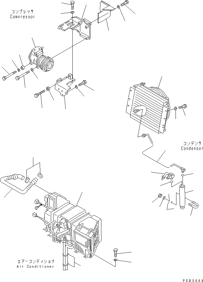 Схема запчастей Komatsu PC200-6S - КОНДИЦ. ВОЗДУХА (БЛОК)(№9-98) КАБИНА ОПЕРАТОРА И СИСТЕМА УПРАВЛЕНИЯ