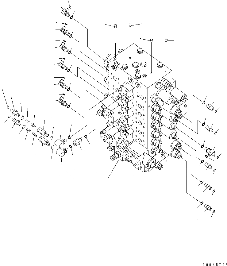 Схема запчастей Komatsu PC200-8 - ОСНОВН. УПРАВЛЯЮЩ. КЛАПАН (ДЛЯ -АКТУАТОР) (СОЕДИНИТЕЛЬН. ЧАСТИ) (/)(№-) ГИДРАВЛИКА