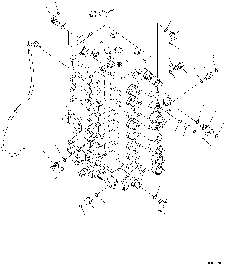 Схема запчастей Komatsu PC200-8 - ОСНОВН. УПРАВЛЯЮЩ. КЛАПАН (ДЛЯ -АКТУАТОР) (СОЕДИНИТЕЛЬН. ЧАСТИ) (/)(№-) ГИДРАВЛИКА