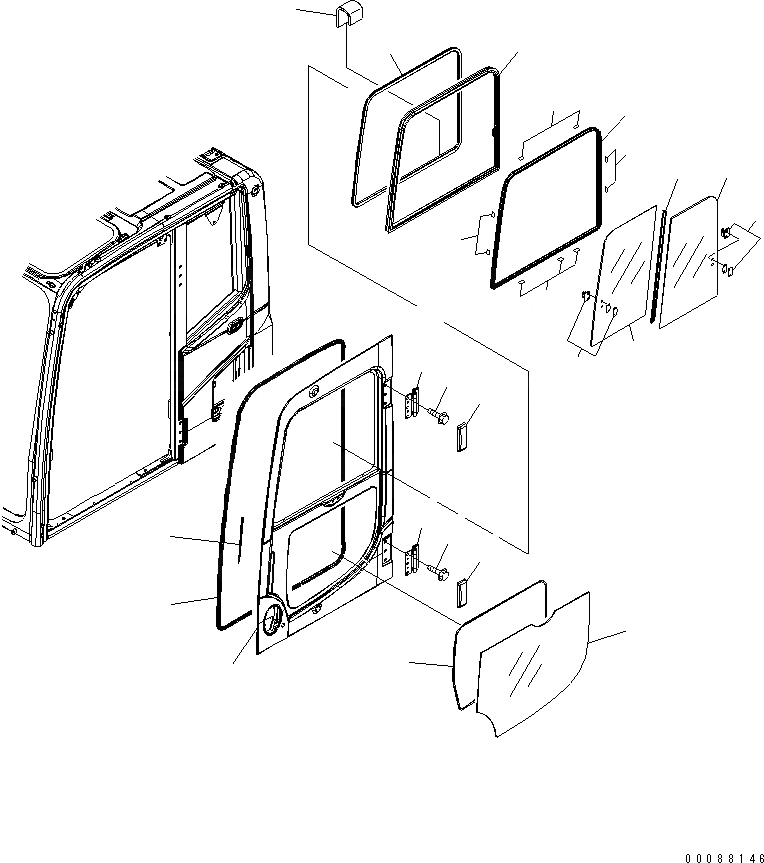 Схема запчастей Komatsu PC200-8 - КАБИНА (ДВЕРЬ) (ДЛЯ KAL)(№9-) КАБИНА ОПЕРАТОРА И СИСТЕМА УПРАВЛЕНИЯ