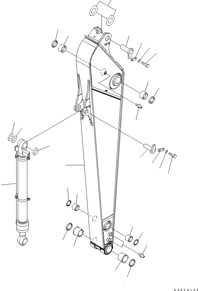 Схема запчастей Komatsu PC200-8 - РУКОЯТЬ (.9M) (УСИЛ.) ( ЧАС. СИСТ. СМАЗКИ ТИП)(№-) РАБОЧЕЕ ОБОРУДОВАНИЕ