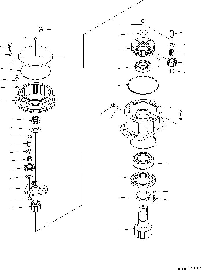 Схема запчастей Komatsu PC200-8 - МЕХАНИЗМ ПОВОРОТА В СБОРЕ (ДЛЯ ПОДАЮЩ.)(№-) ОСНОВН. КОМПОНЕНТЫ И РЕМКОМПЛЕКТЫ