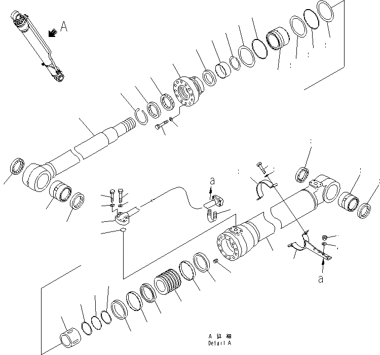 Схема запчастей Komatsu PC200-8 - ЦИЛИНДР СТРЕЛЫ(ПРАВ.) ( ЧАС. СИСТЕМА СМАЗКИ) (ДЛЯ ПОДЪЕМА РУКОЯТИ И С КЛАПАН ПЕРЕГРУЗКИ)(№-) ОСНОВН. КОМПОНЕНТЫ И РЕМКОМПЛЕКТЫ