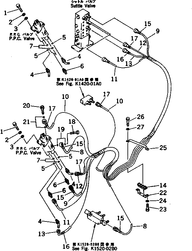 Схема запчастей Komatsu PC200-6Z - РАБОЧАЯ ЛИНИЯ PPC (КЛАПАН PPCAND ПАТРУБКИ ЛЕВОЙ СТОЙКИ)(№89-9998) КАБИНА ОПЕРАТОРА И СИСТЕМА УПРАВЛЕНИЯ