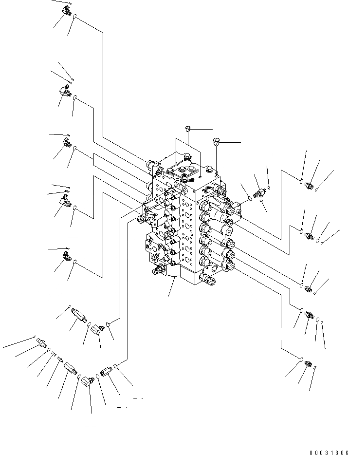 Схема запчастей Komatsu PC200-7 - УПРАВЛЯЮЩ. КЛАПАН (СОЕДИНИТЕЛЬН. ЧАСТИ) (/) (ДЛЯ SUPER УДЛИНН. РУКОЯТЬ И СТРЕЛА)(№88-) ГИДРАВЛИКА
