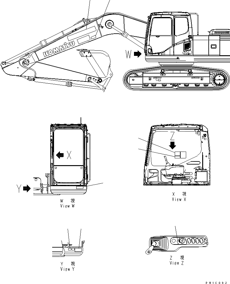 Схема запчастей Komatsu PC200-7-AP - РУКОЯТЬ CRANE (ТАБЛИЧКИ)(№-97) СПЕЦ. ОПЦИИ