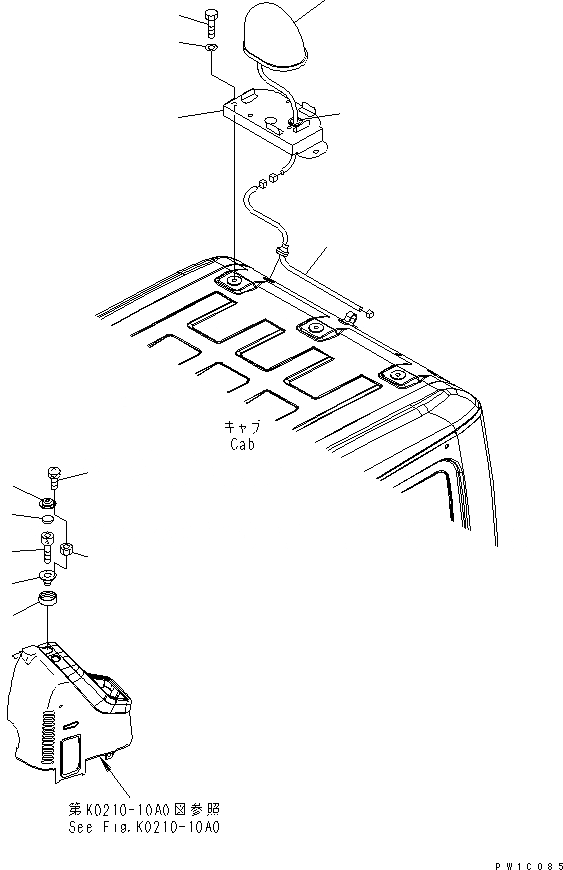 Схема запчастей Komatsu PC200-7-AP - РУКОЯТЬ CRANE (КАБИНА)(№-97) СПЕЦ. ОПЦИИ