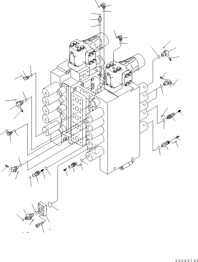 Схема запчастей Komatsu PC2000-8 - ОСНОВН. КЛАПАН (СОЕДИНИТ. ЧАСТИ) (ЛЕВ.) (/) (ДЛЯ ПОГРУЗ.)(№-) ГИДРАВЛИКА