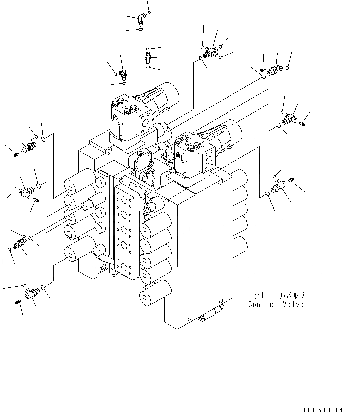 Схема запчастей Komatsu PC2000-8 - ОСНОВН. КЛАПАН (СОЕДИНИТ. ЧАСТИ) (ПРАВ.) (/)(№-) ГИДРАВЛИКА