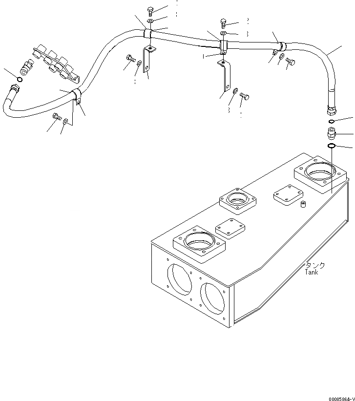Схема запчастей Komatsu PC2000-8 - ВСАСЫВ. ТРУБЫ (ГИДРАВЛ ЛИНИЯ) (SERVICE ЦЕНТР.)(№-) ГИДРАВЛИКА