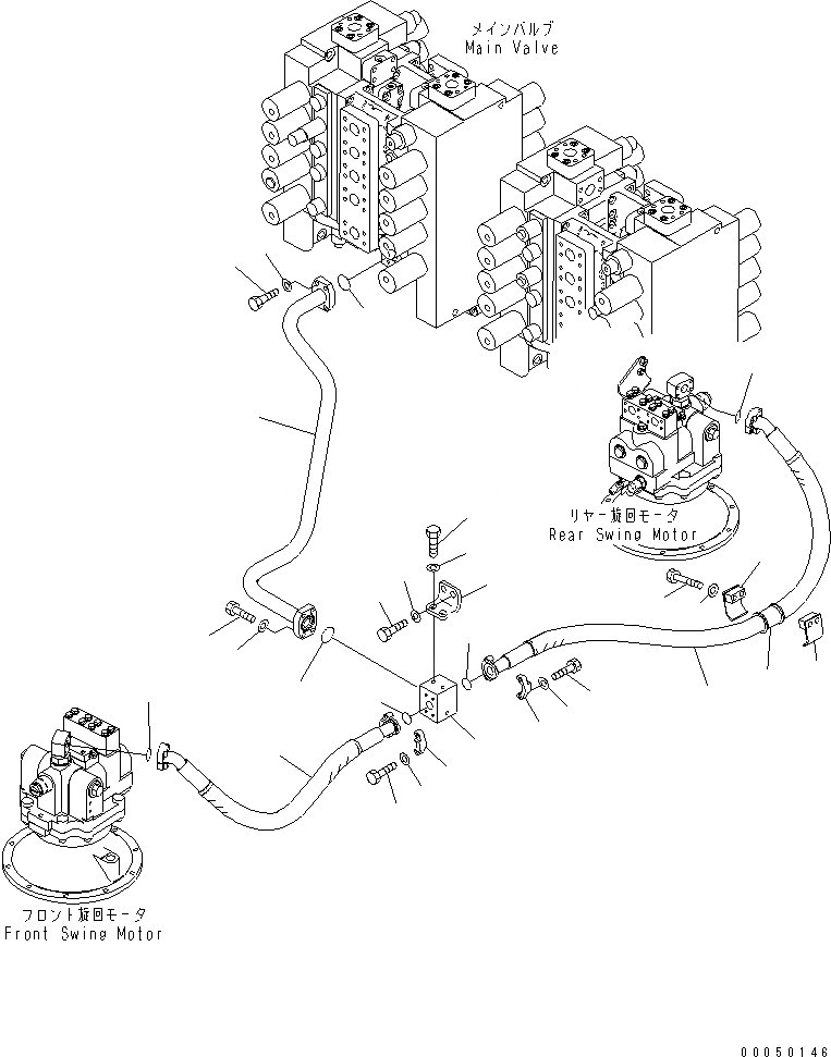 Схема запчастей Komatsu PC2000-8 - ВОЗВРАТНАЯ ЛИНИЯ (ПОВОРОТН.)(№-) ГИДРАВЛИКА