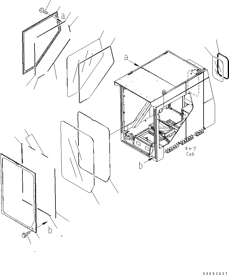 Схема запчастей Komatsu PC2000-8 - КАБИНА (ПРАВ.¤ПЕРЕДН. И ЗАДН.)(№-) КАБИНА ОПЕРАТОРА И СИСТЕМА УПРАВЛЕНИЯ