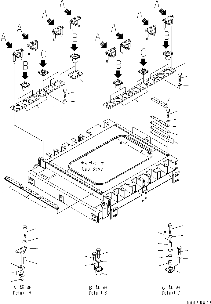 Схема запчастей Komatsu PC2000-8 - КРЕПЛЕНИЕ ОСН. КОНСТРУКЦИИ (С ФРОНТАЛЬНАЯ ЗАЩИТА)(№-) КАБИНА ОПЕРАТОРА И СИСТЕМА УПРАВЛЕНИЯ