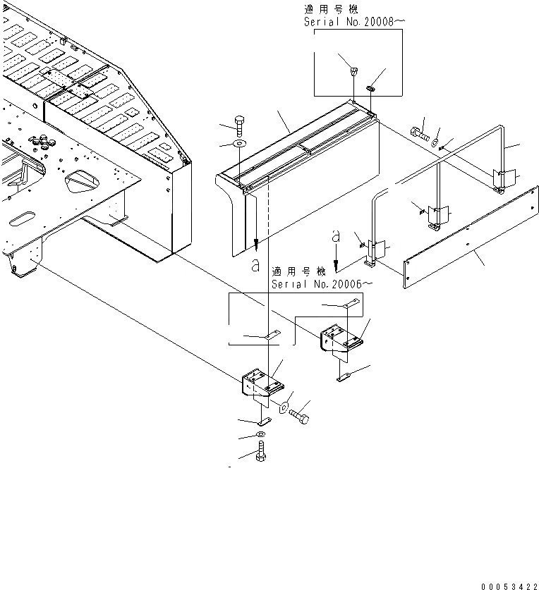 Схема запчастей Komatsu PC2000-8 - ЛЕВ. COVER(№-) ЧАСТИ КОРПУСА