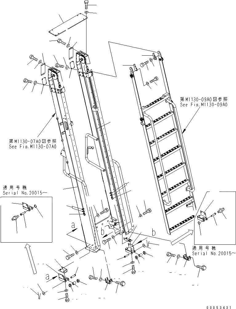 Схема запчастей Komatsu PC2000-8 - ЛЕВ. КРЫШКА(ЛЕСТНИЦА) (WIRE)(№-) ЧАСТИ КОРПУСА