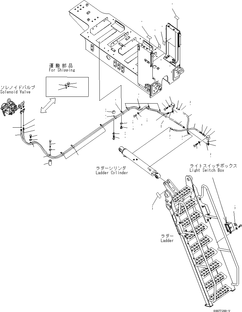 Схема запчастей Komatsu PC2000-8 - ЛЕВ. КРЫШКА(ЛЕСТНИЦА) (ГИДРОЛИНИЯ) (ДЛЯ ГИДРАВЛ ЛЕСТНИЦА)(№7-) ЧАСТИ КОРПУСА