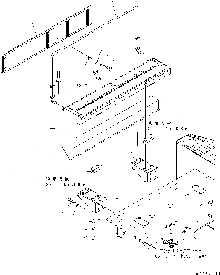 Схема запчастей Komatsu PC2000-8 - ПРАВ. КРЫШКА(COVER¤ ПРАВ.) (КОНТЕЙНЕР )(№-) ЧАСТИ КОРПУСА
