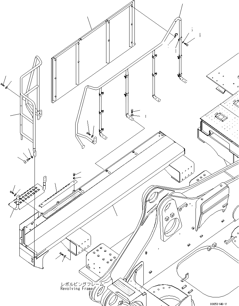 Схема запчастей Komatsu PC2000-8 - ПРАВ. КРЫШКА(COVER¤ ПРАВ.) (ТОПЛИВН. БАК. )(№-) ЧАСТИ КОРПУСА