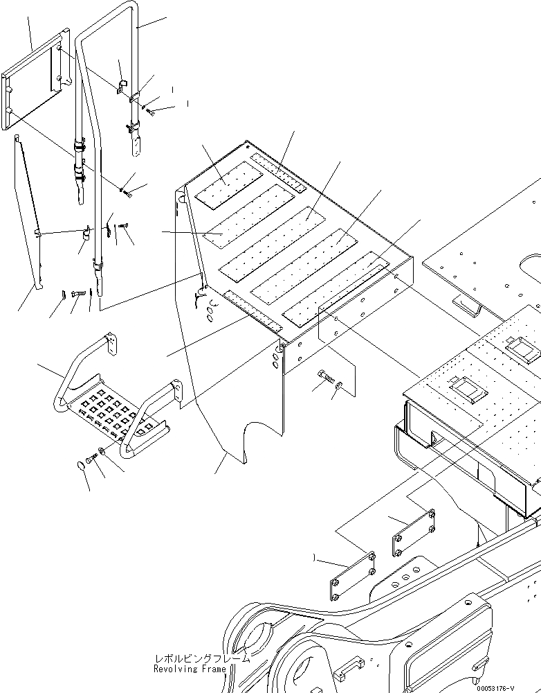 Схема запчастей Komatsu PC2000-8 - ПРАВ. КРЫШКА(COVER¤ ПРАВ.) (СМАЗ. БАК )(№-9) ЧАСТИ КОРПУСА