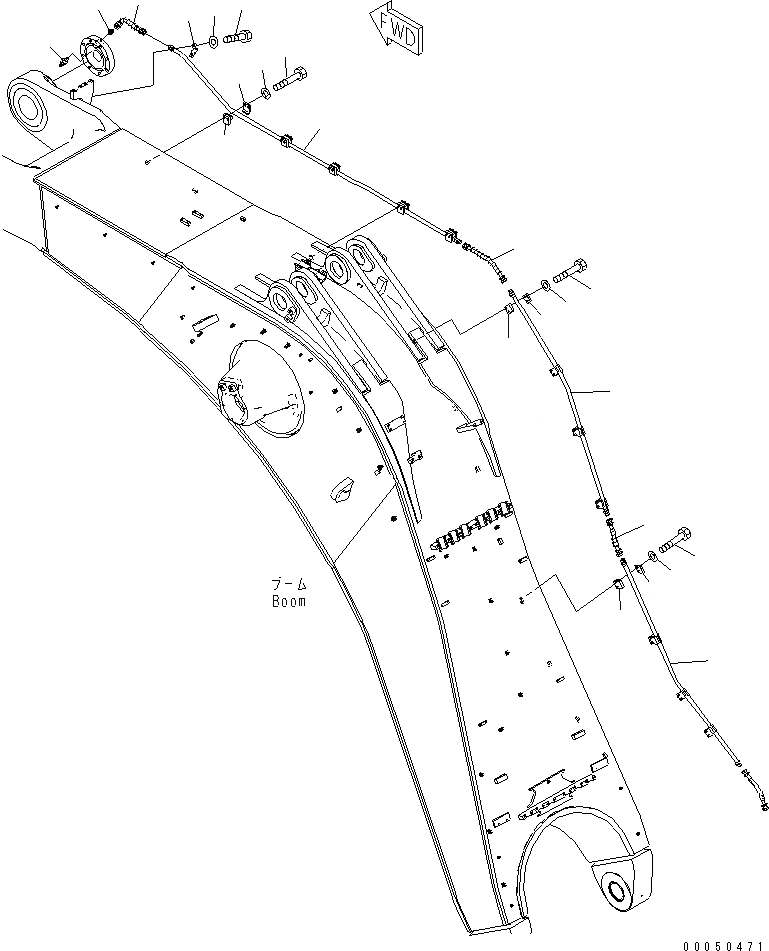 Схема запчастей Komatsu PC2000-8 - СТРЕЛА (8.7M) (СМАЗКА) (/) (ДЛЯ ЭКСКАВАТ.)(№-) РАБОЧЕЕ ОБОРУДОВАНИЕ