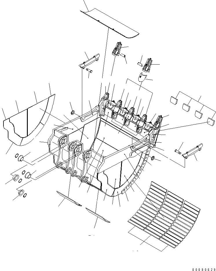 Схема запчастей Komatsu PC2000-8 - КОВШ (.M) (ГОРИЗОНТАЛЬН. ПАЛЕЦ)(№9-) РАБОЧЕЕ ОБОРУДОВАНИЕ