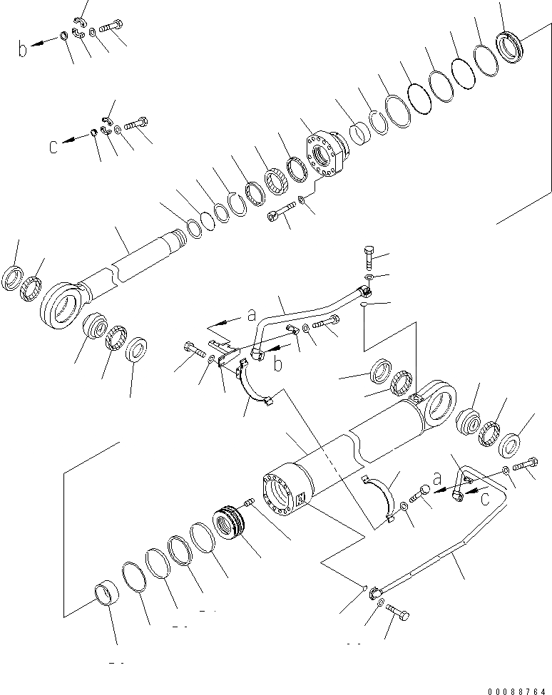 Схема запчастей Komatsu PC2000-8 - ЦИЛИНДР СТРЕЛЫ(ДЛЯ ЭКСКАВАТ.) (ЛЕВ.)(№-) ОСНОВН. КОМПОНЕНТЫ И РЕМКОМПЛЕКТЫ