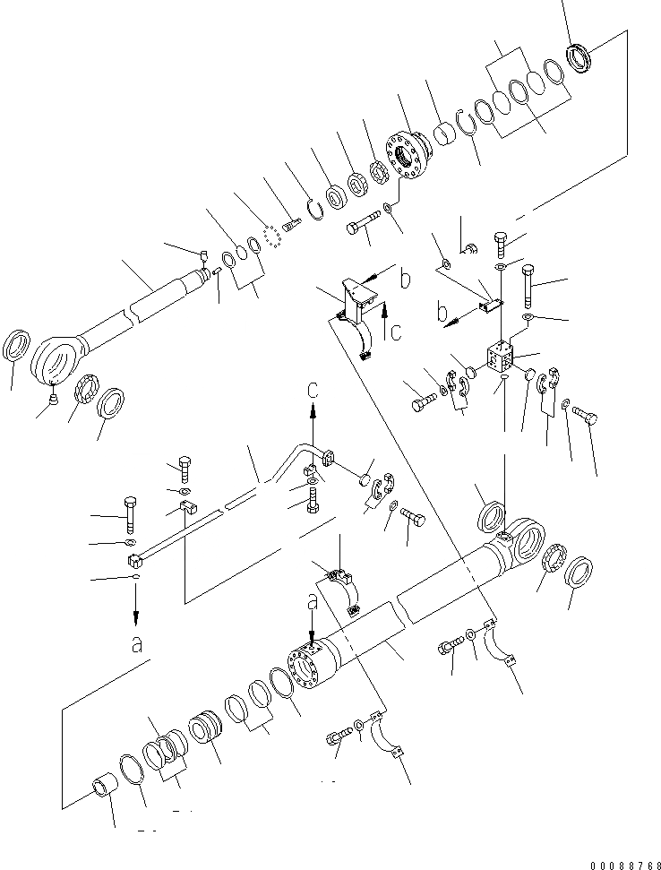 Схема запчастей Komatsu PC2000-8 - ЦИЛИНДР КОВША (ДЛЯ ЭКСКАВАТ.) (ЛЕВ.)(№-) ОСНОВН. КОМПОНЕНТЫ И РЕМКОМПЛЕКТЫ