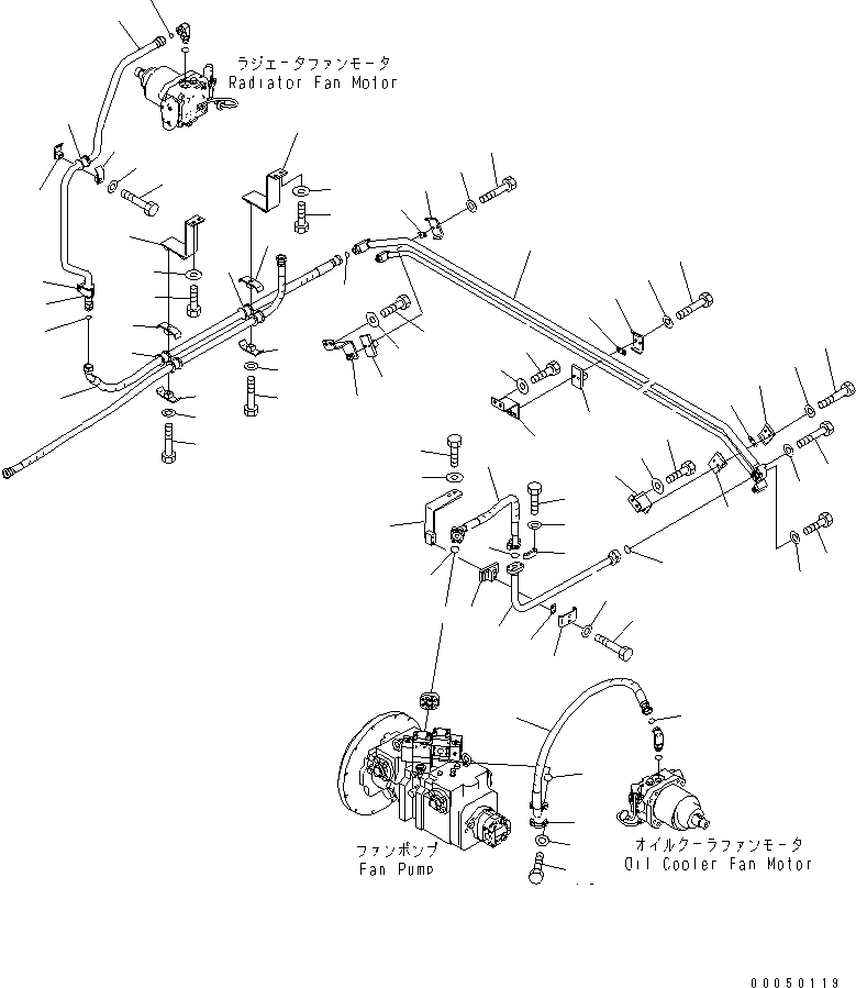 Схема запчастей Komatsu PC2000-8 - ПОДАЮЩ. ТРУБЫ (ВЕНТИЛЯТОР ЛИНИЯ) (ПОДАЮЩ.)(№-) ГИДРАВЛИКА