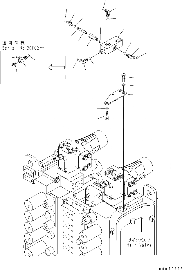 Схема запчастей Komatsu PC2000-8 - РАСПРЕДЕЛИТ. КЛАПАН (ГЛАВН. КЛАПАН) (ЛЕВ.)(№-) ГИДРАВЛИКА