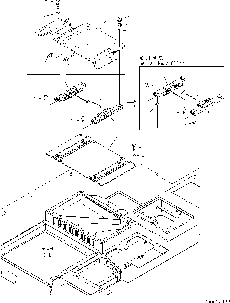 Схема запчастей Komatsu PC2000-8 - КАБИНА (КОНДИЦ. ВОЗДУХА) (СИДЕНЬЕ СТОЙКА)(№-) КАБИНА ОПЕРАТОРА И СИСТЕМА УПРАВЛЕНИЯ