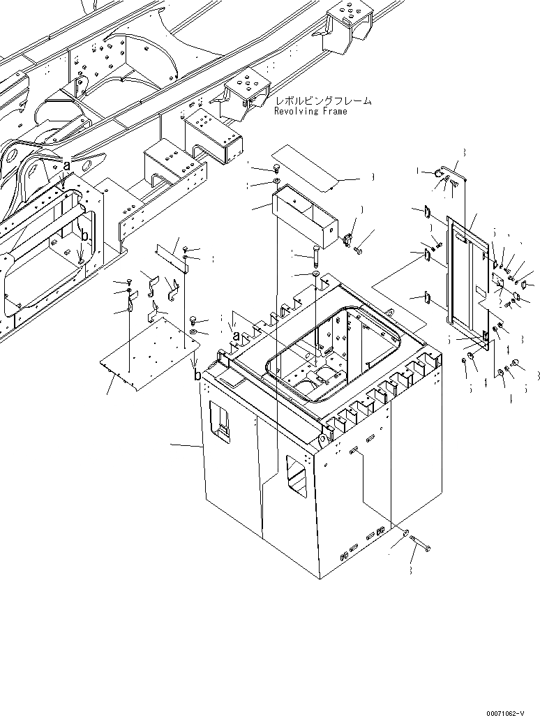 Схема запчастей Komatsu PC2000-8 - КАБИНА КРЕПЛЕНИЕ (ОСНОВ.) (С ФИКС. ЭКСТРЕНН. ЛЕСТНИЦА)(№8-) КАБИНА ОПЕРАТОРА И СИСТЕМА УПРАВЛЕНИЯ